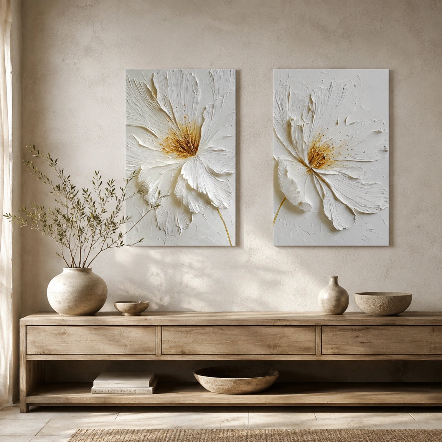 Flower Abstract Textured Wall Art Set of 2 #FP198