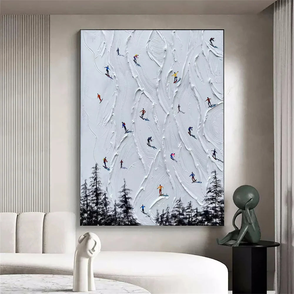 Skiing Sport Textured Wall Art #MS019