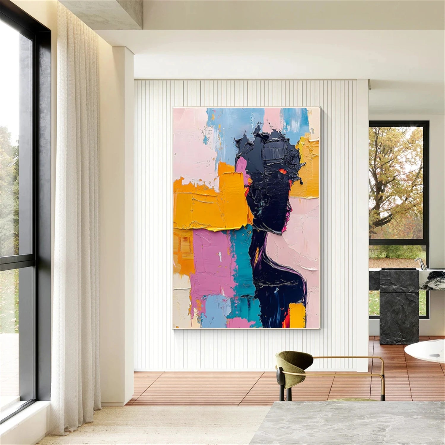 Abstract Portrait Textured Canvas Art #AE043