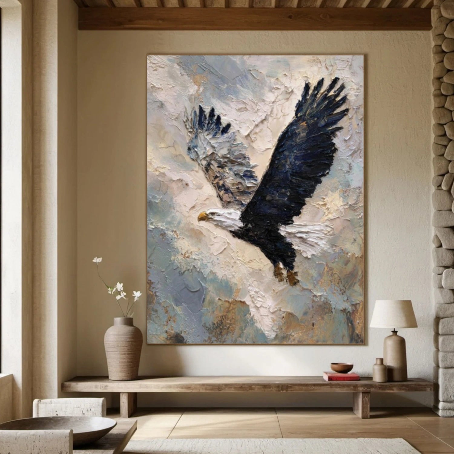Abstract Animal Bald Eagle Textured Wall Art #AC063