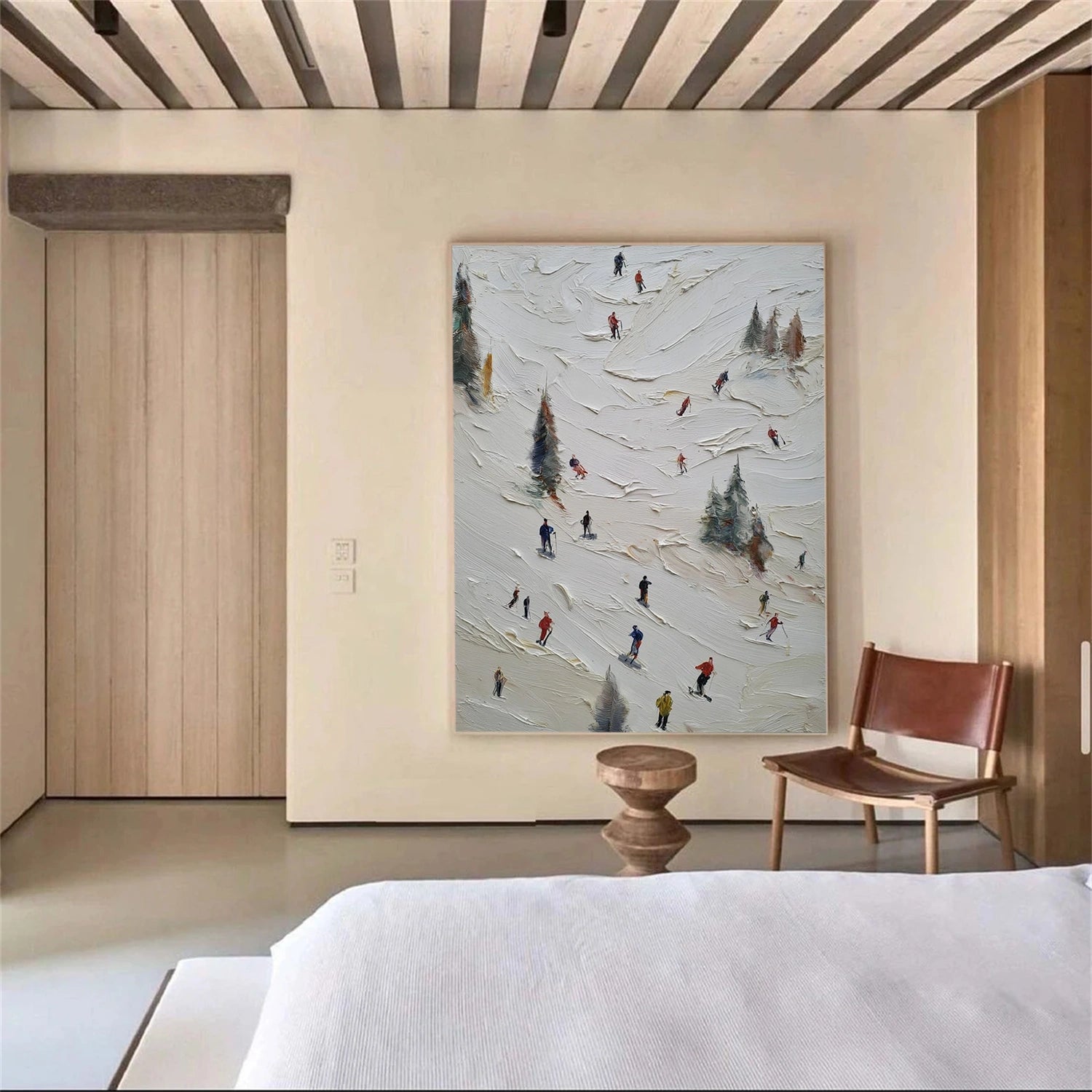 Skiing Sport Textured Wall Art #MS085