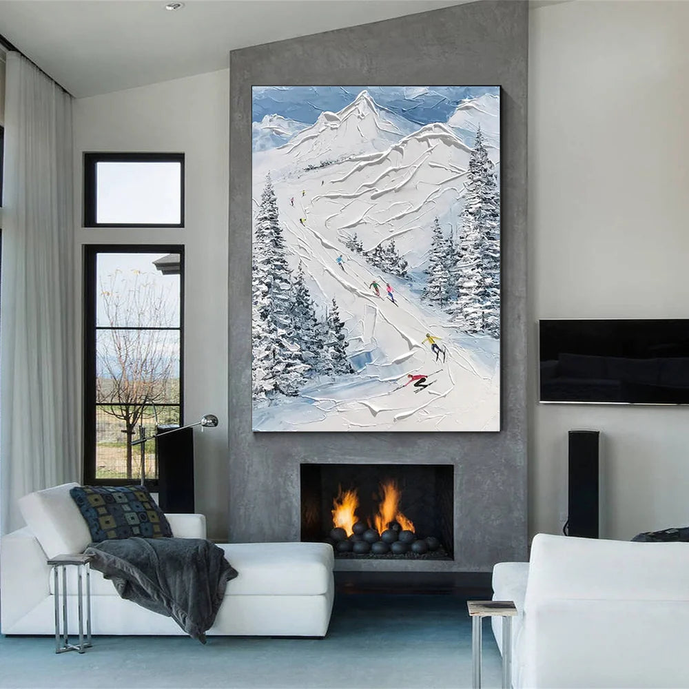 Skiing Sport Textured Wall Art #MS021
