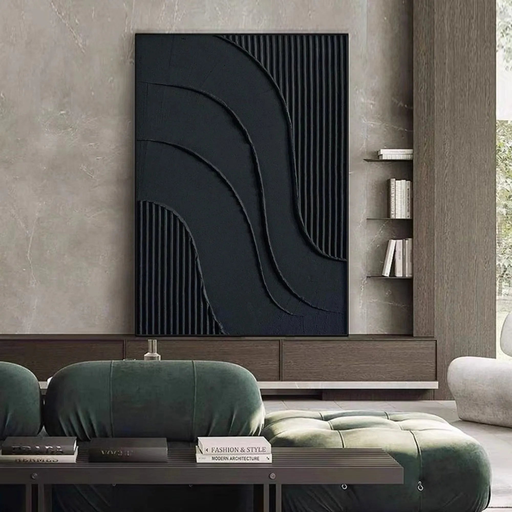 Black Minimalist Textured Canvas #MT063