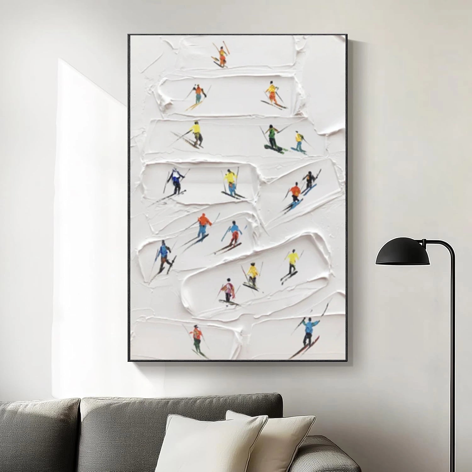 Skiing Sport Textured Wall Art #MS064