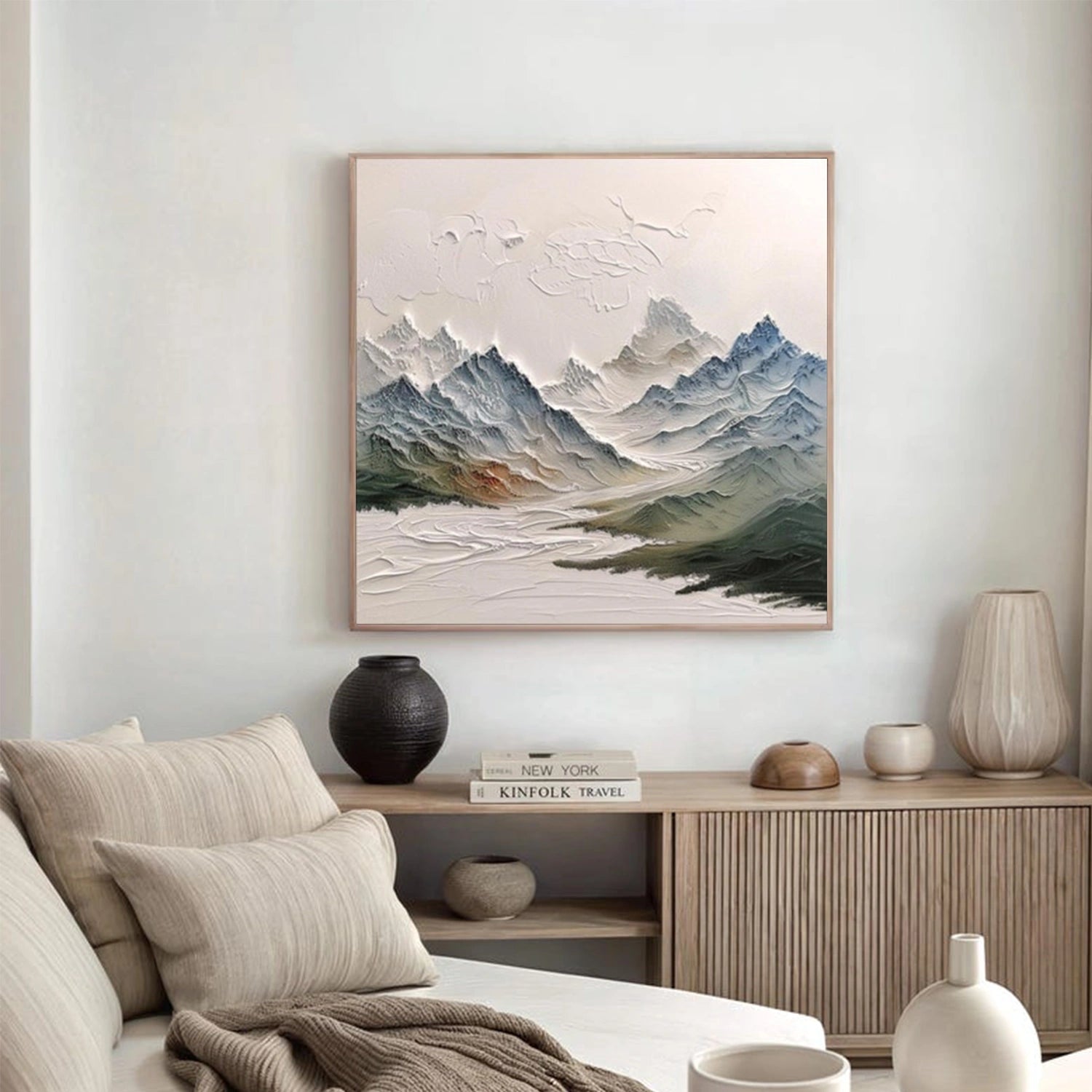 Colorful Abstract Mountain Textured Canvas Art #MO042