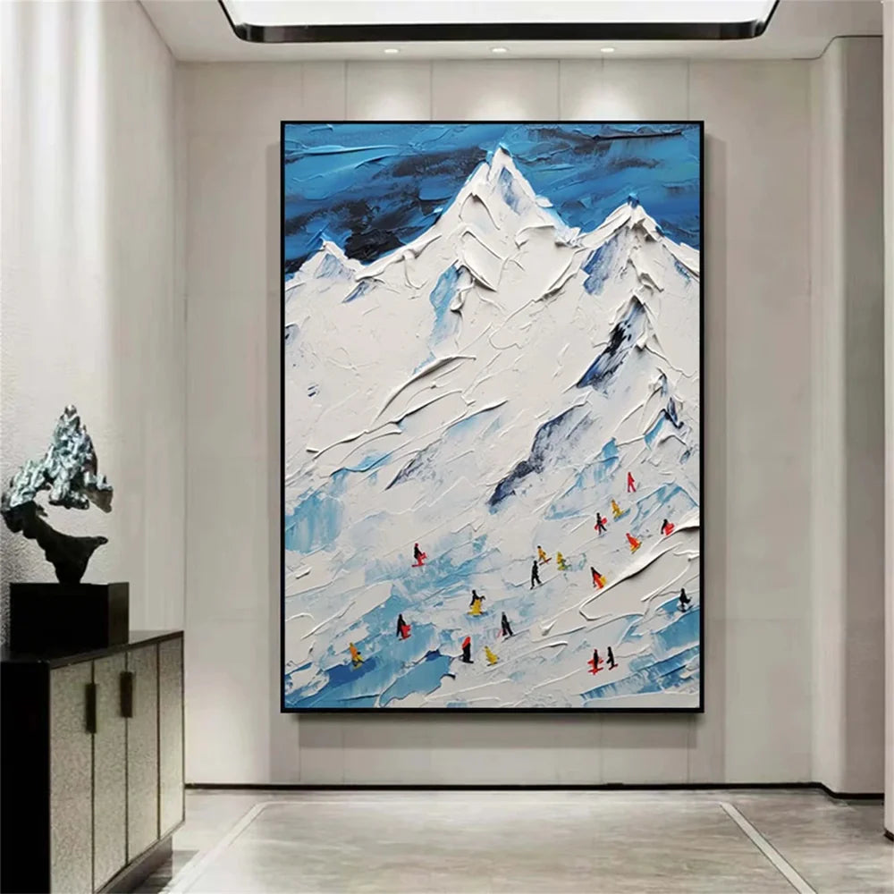 Skiing Sport Textured Wall Art #MS022