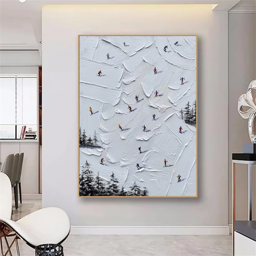 Skiing Sport Textured Wall Art #MS018