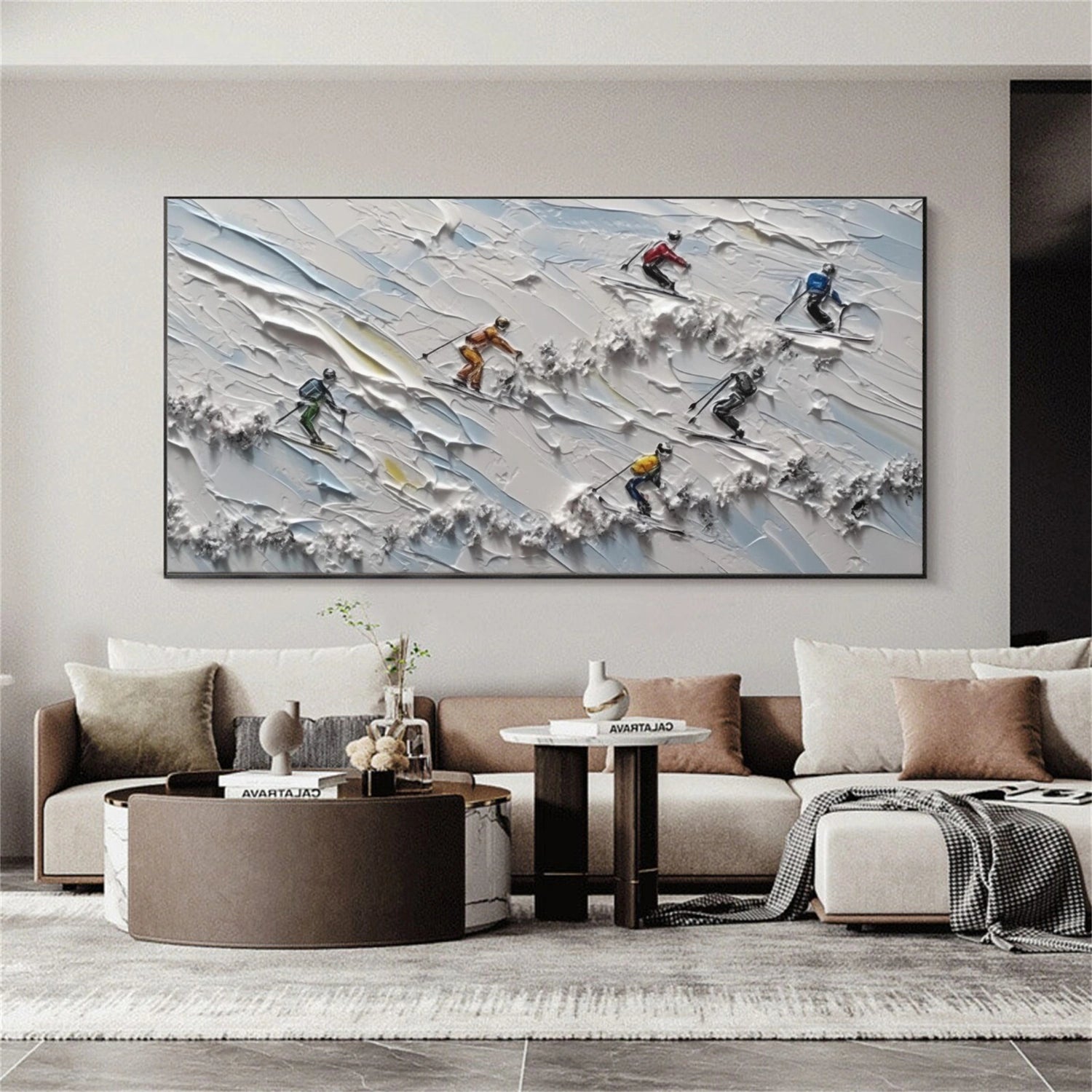 Skiing Sport Textured Wall Art #MS061