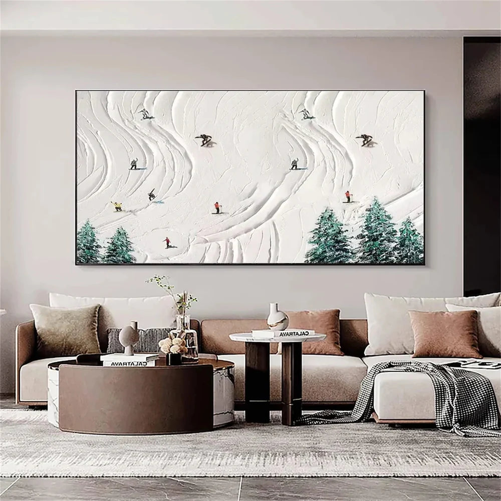 Skiing Sport Textured Wall Art #MS025