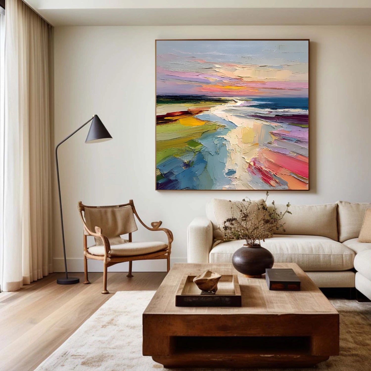 Colorful Ocean And Sky Abstract Textured Wall Art #OS133