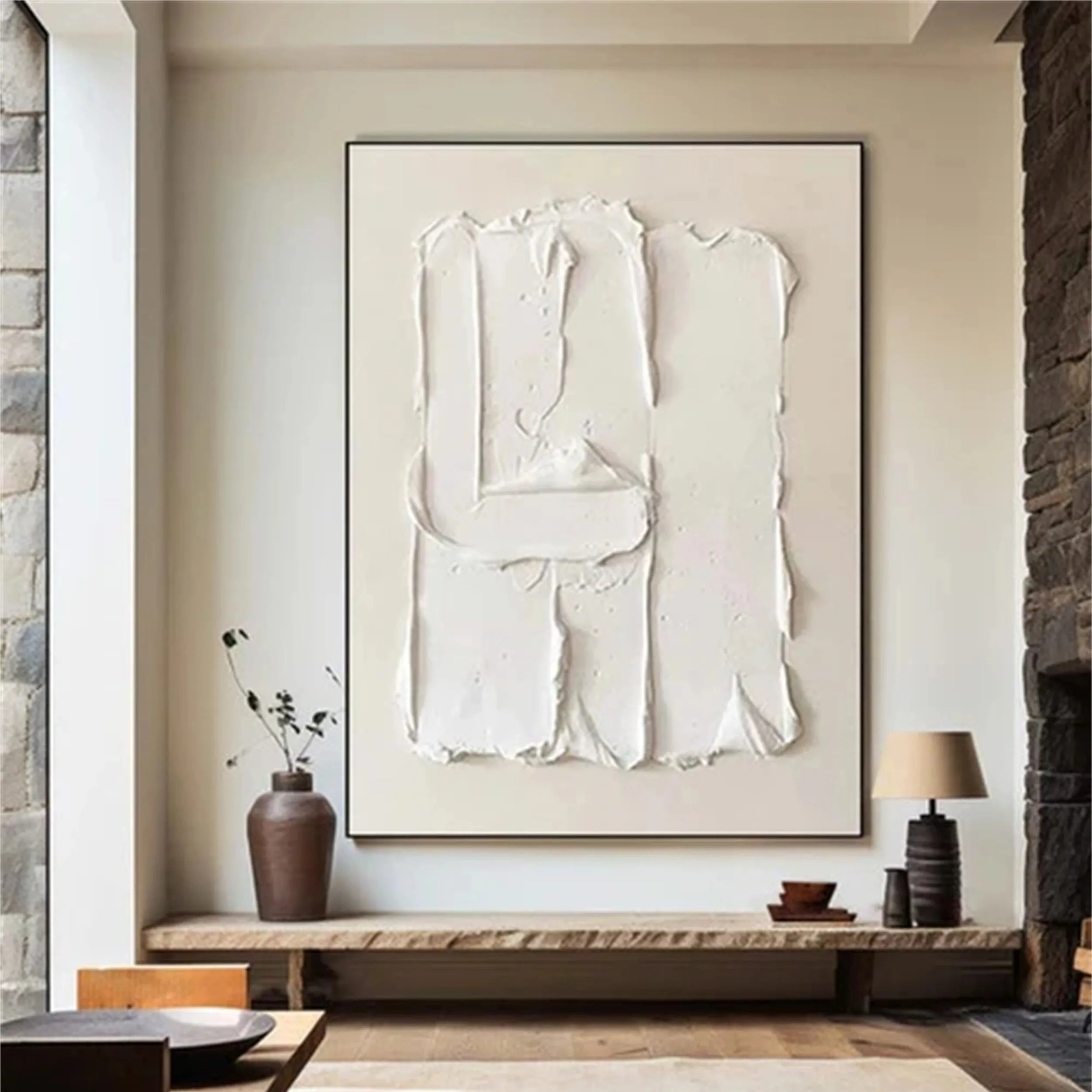 White Minimalist Textured Canvas #MT058