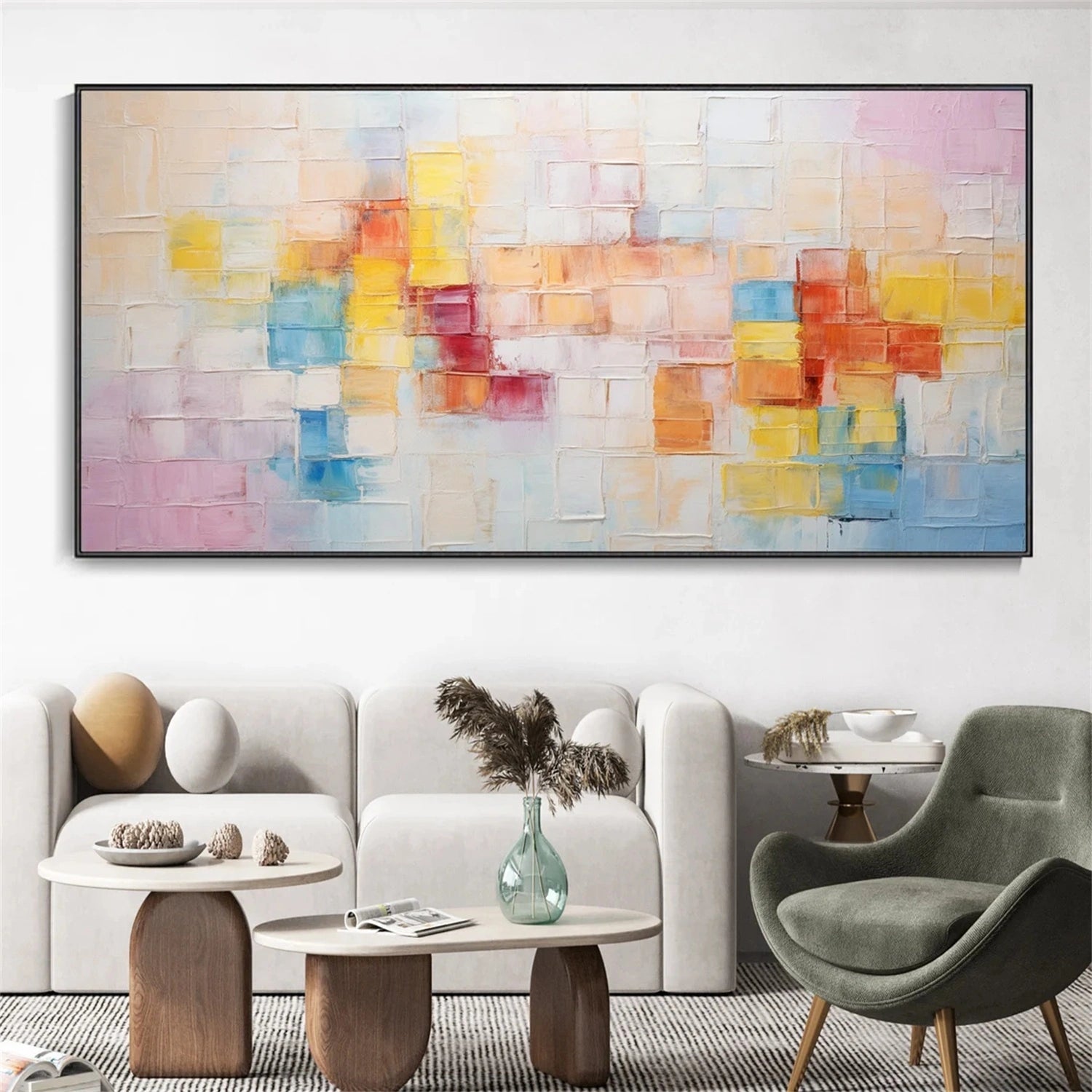 Colorful Abstract Textured Painting Canvas #AT088