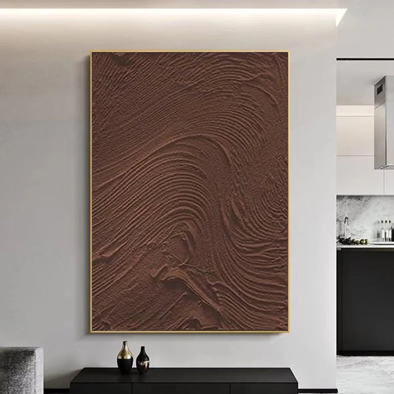 Brown Minimalist Textured Canvas Art #MT136