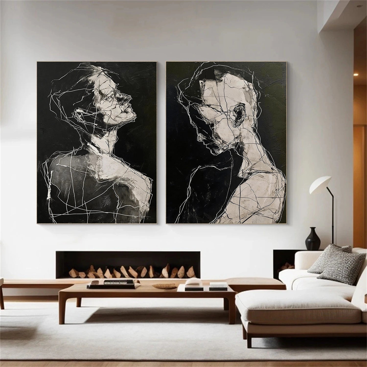Abstract Portrait Canvas Art Set of 2#AE115