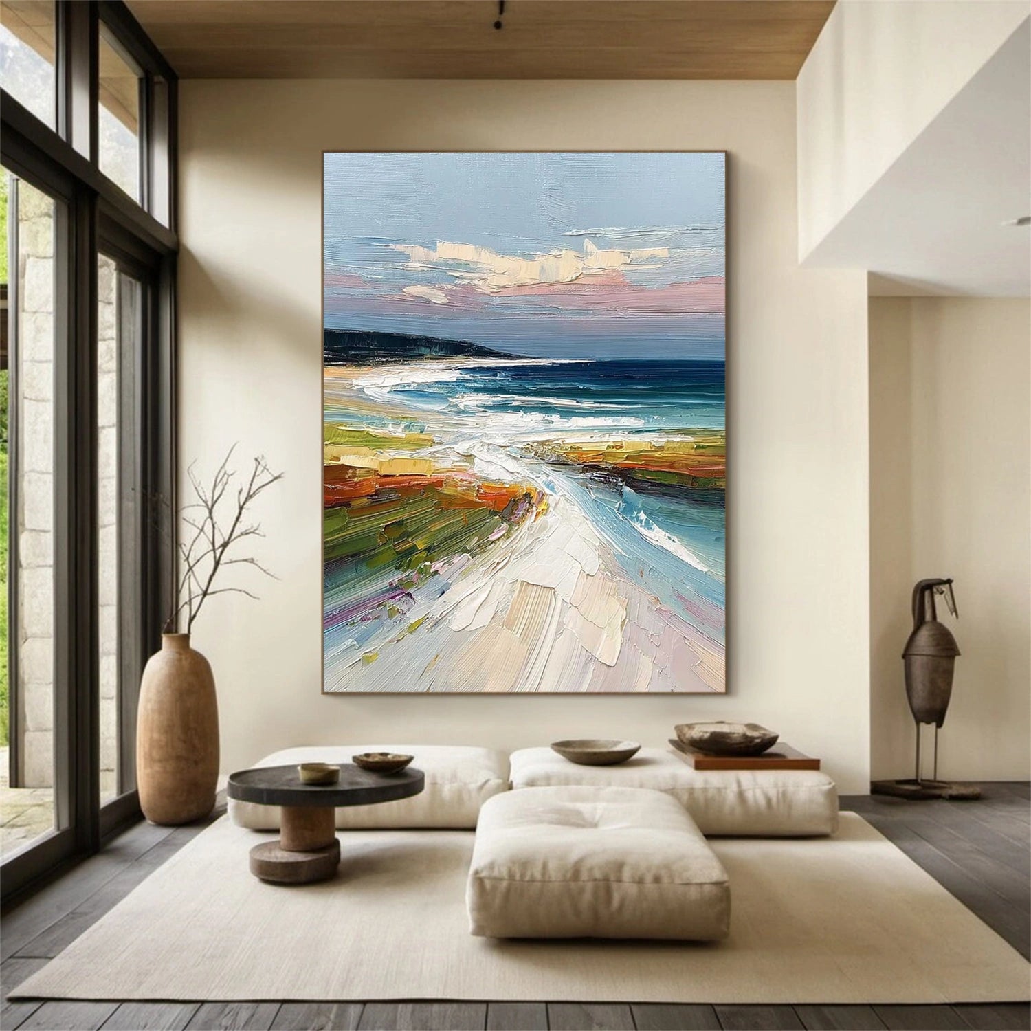 Colorful Ocean And Sky Abstract Textured Wall Art #OS150