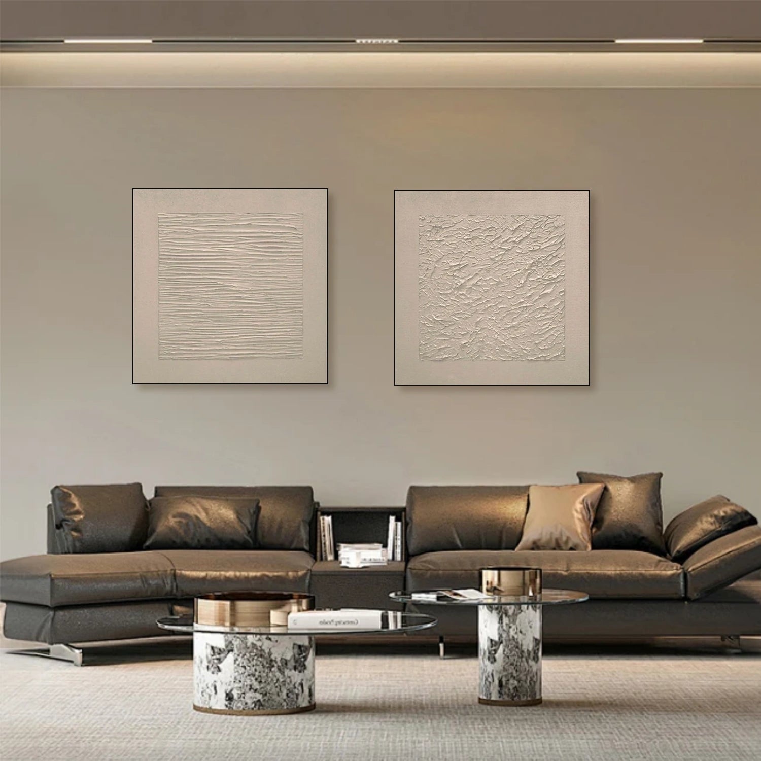 Beige Wabi Sabi Textured Canvas Art Set of 2 #WS062