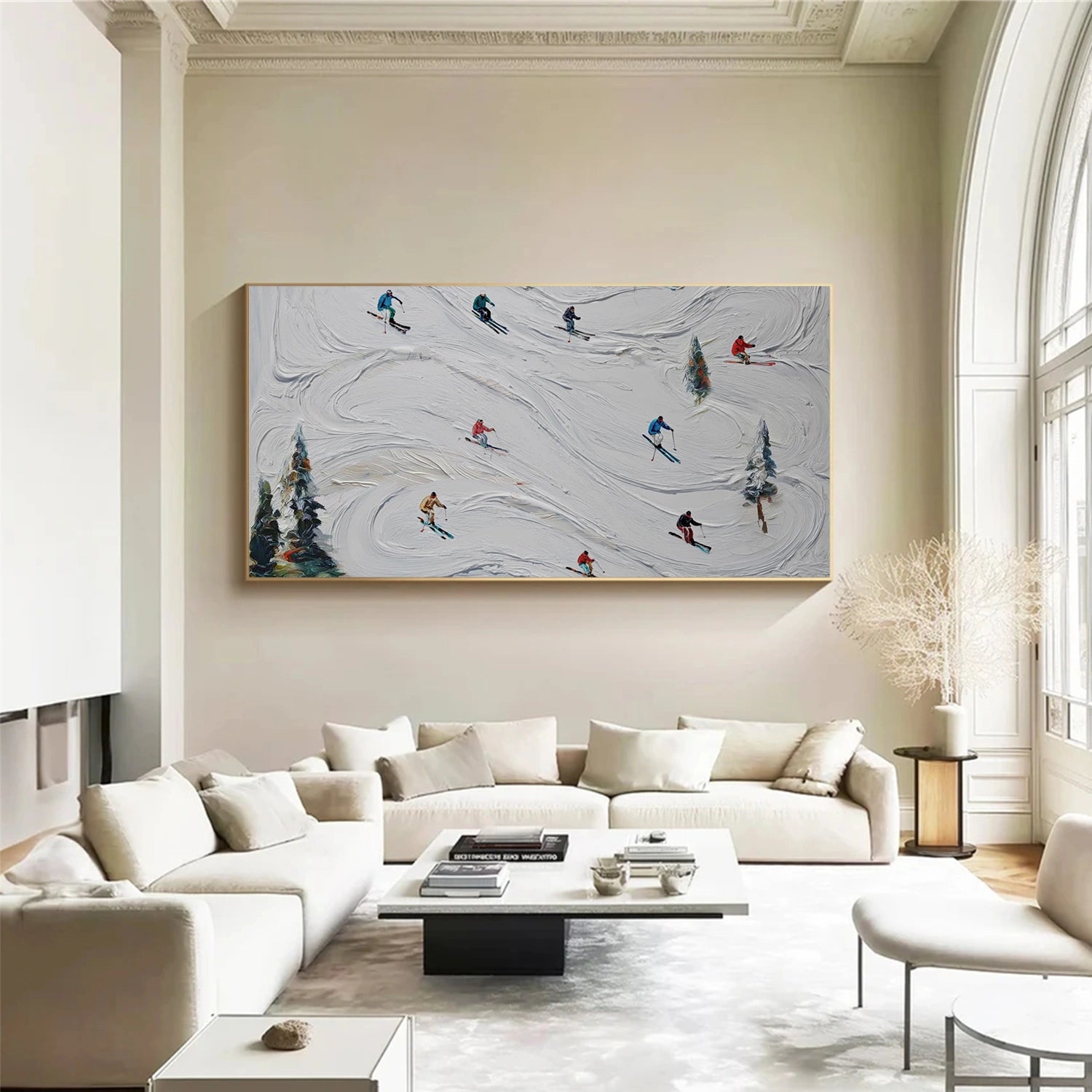 Skiing Sport Textured Wall Art #MS077