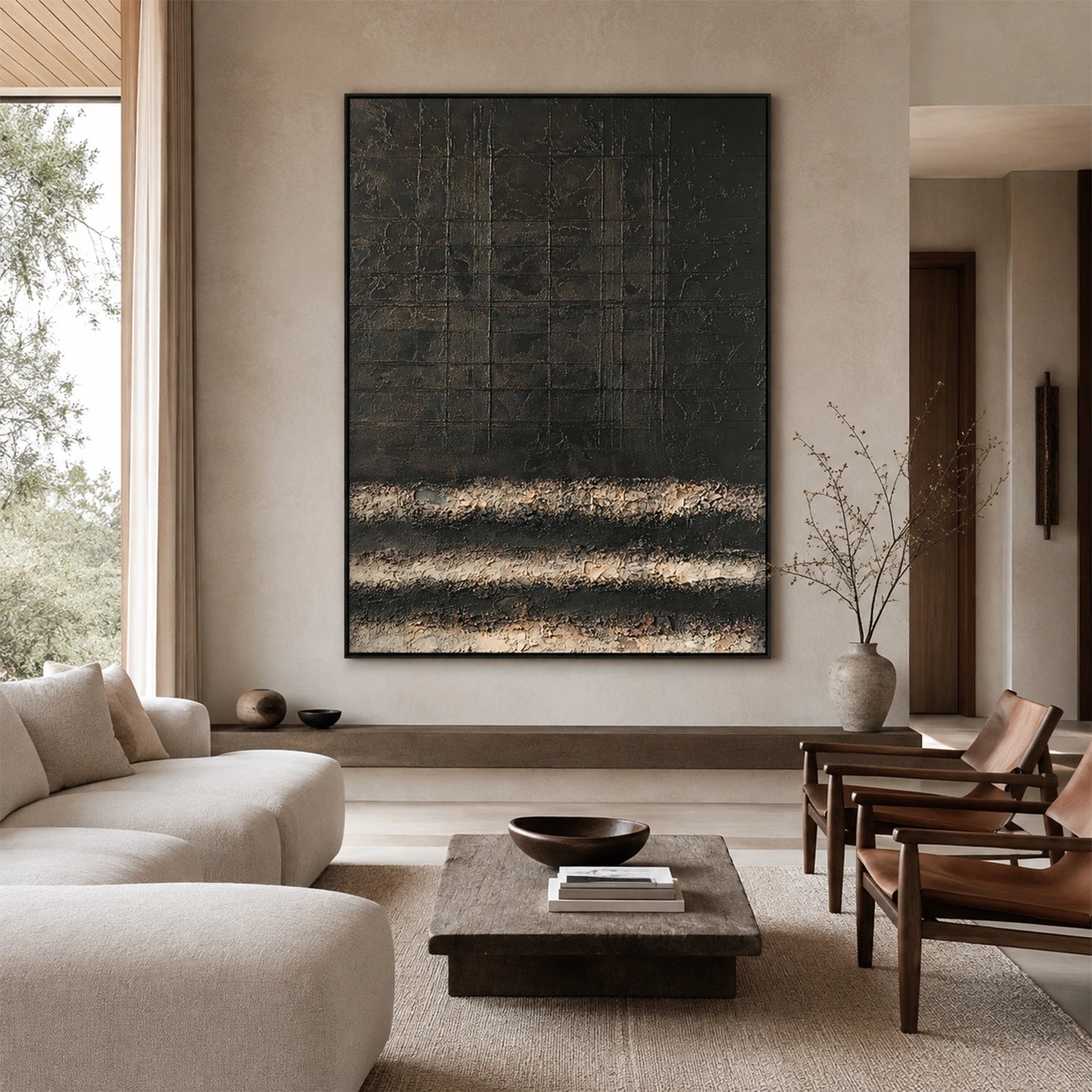 Black Abstract Textured  Wall Art #AT180