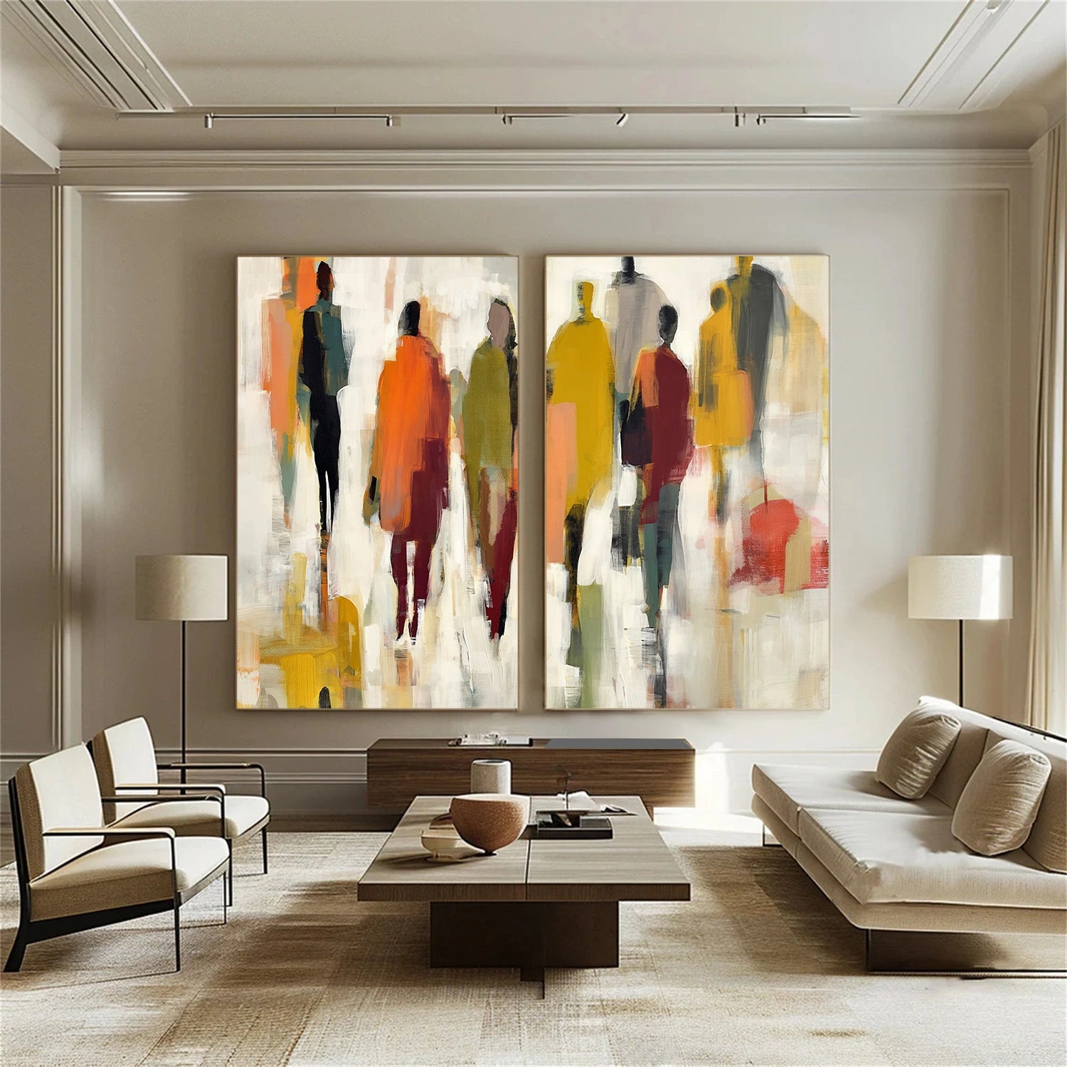 Colorful Abstract People Canvas Art Set of 2 #AE080