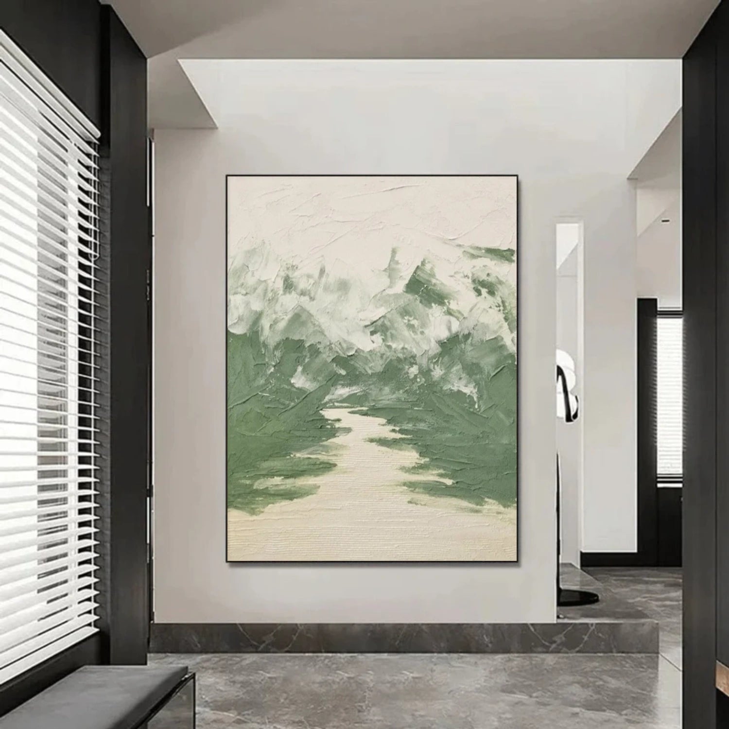 Green Abstract Mountain Canvas Art #MO026