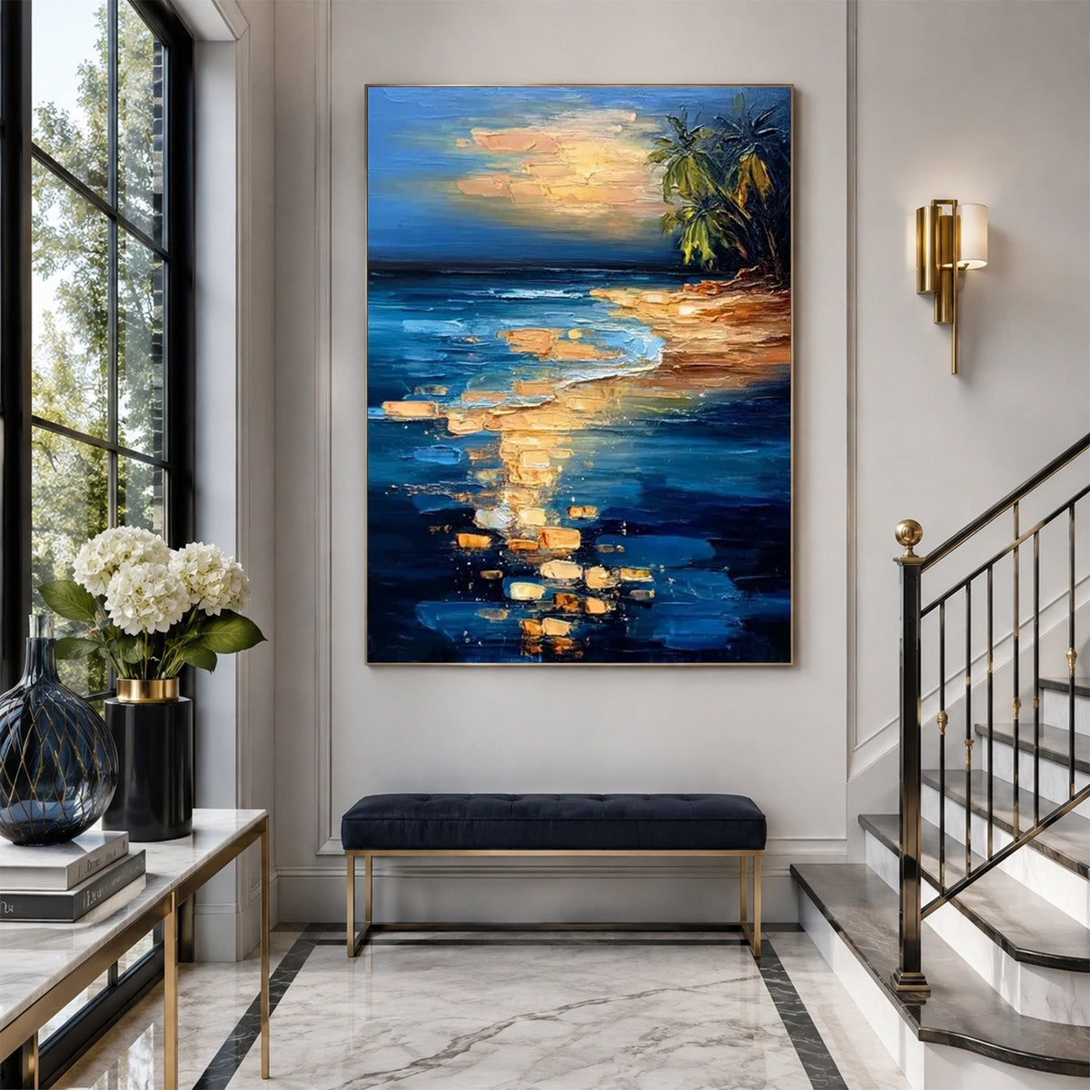 Ocean And Sky Abstract Textured Wall Art #OS223