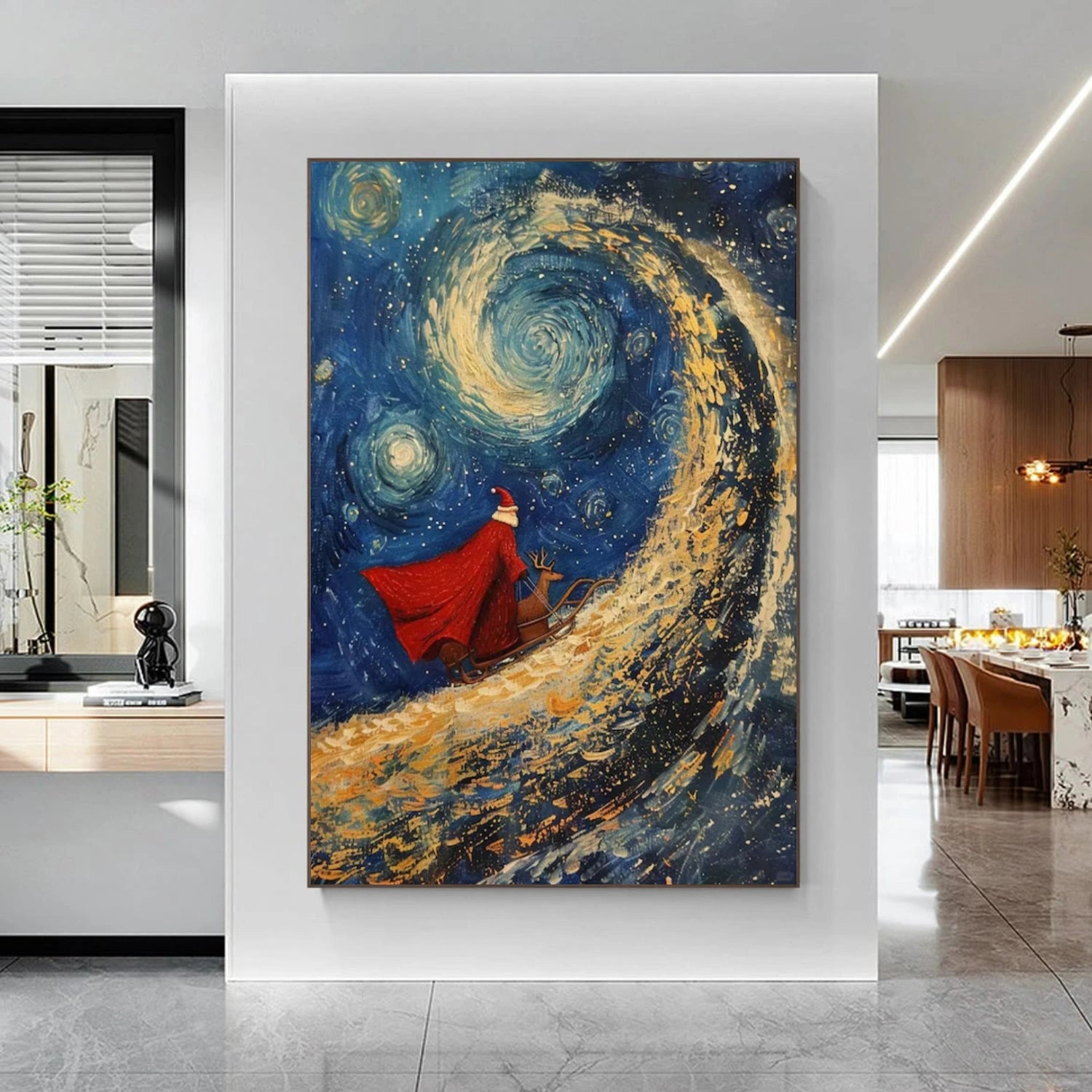 Abstract Santa Claus Canvas Art #AE052