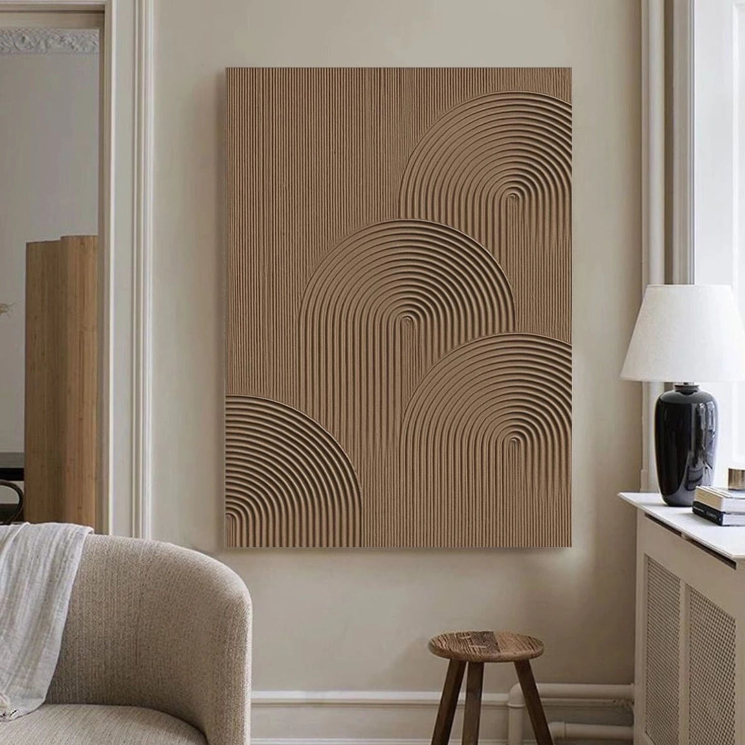 Brown Minimalist Textured Canvas Art #MT135