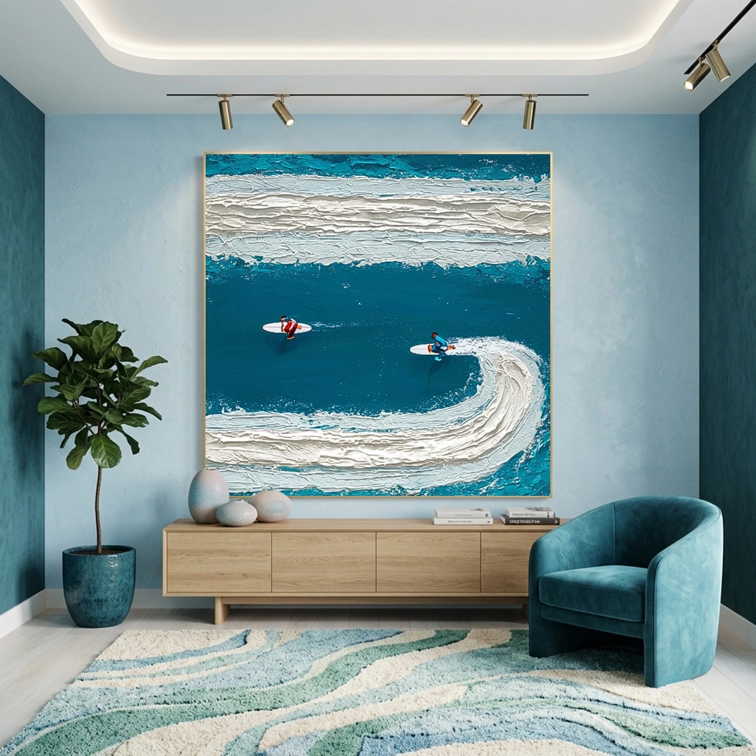 Surfing Sport Textured Wall Art #MS122