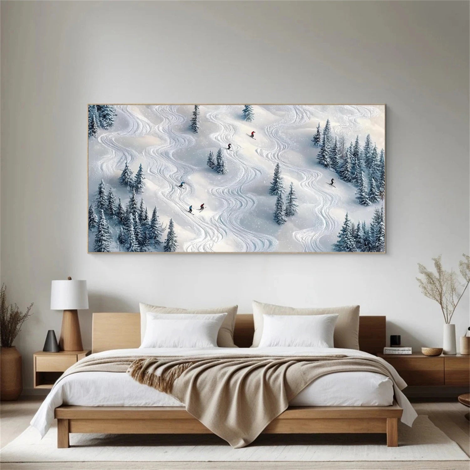 Skiing Sport Textured Wall Art #MS071