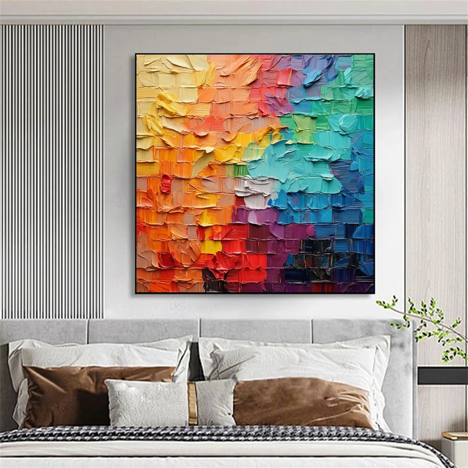 Colorful Abstract Textured Painting Canvas #AT076