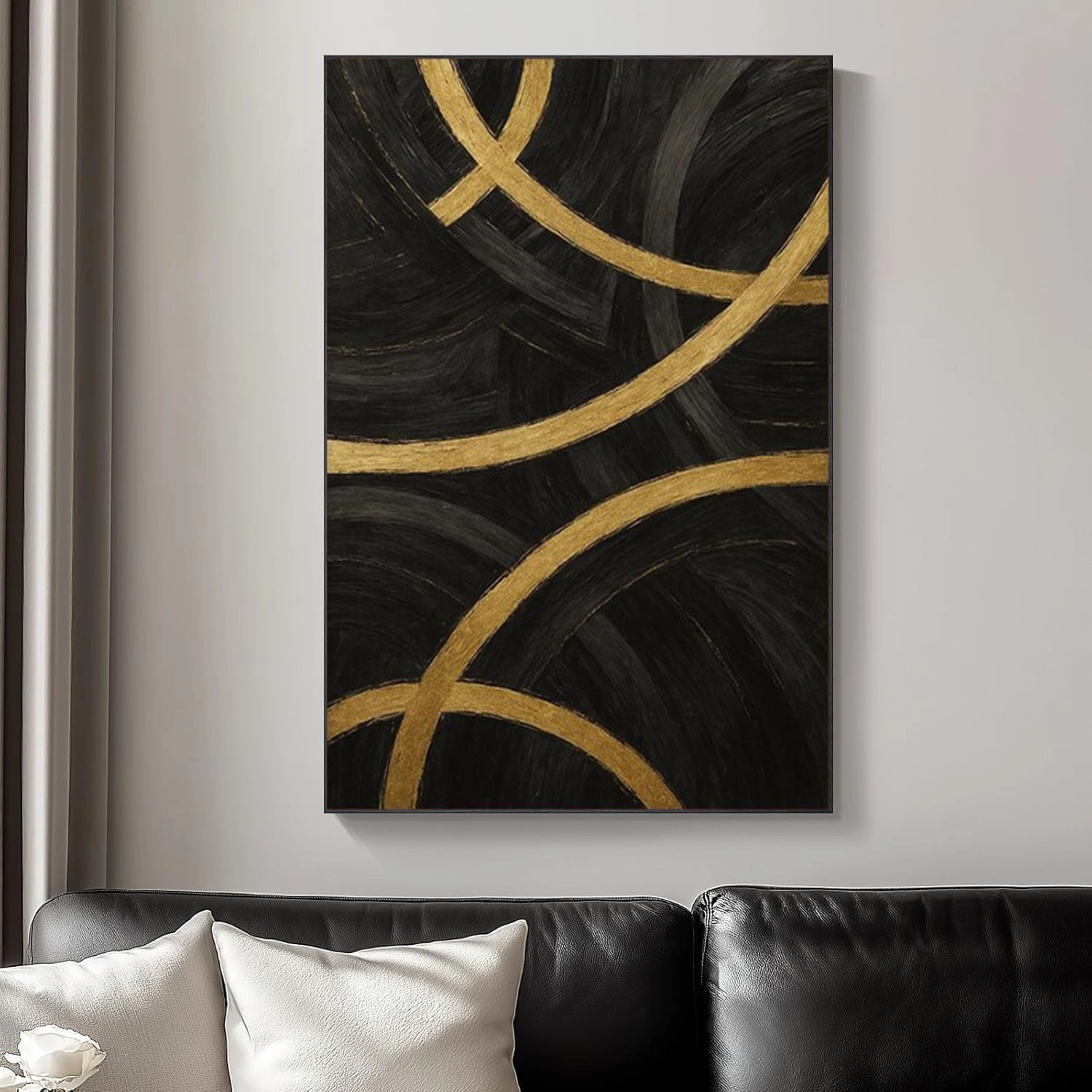 Black and Gold Minimalist Canvas Art #MT174