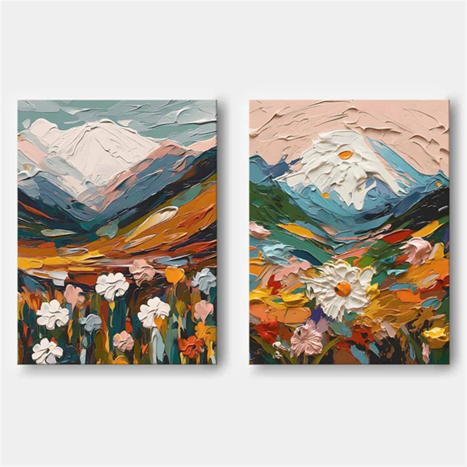 Colorful Flower Textured Painting Canvas #FP034