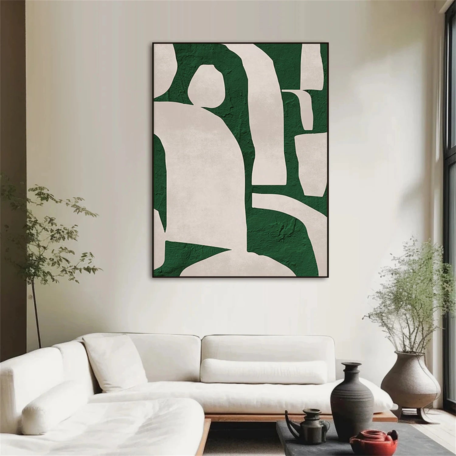 Beige and Green Minimalist Canvas Art #MT170