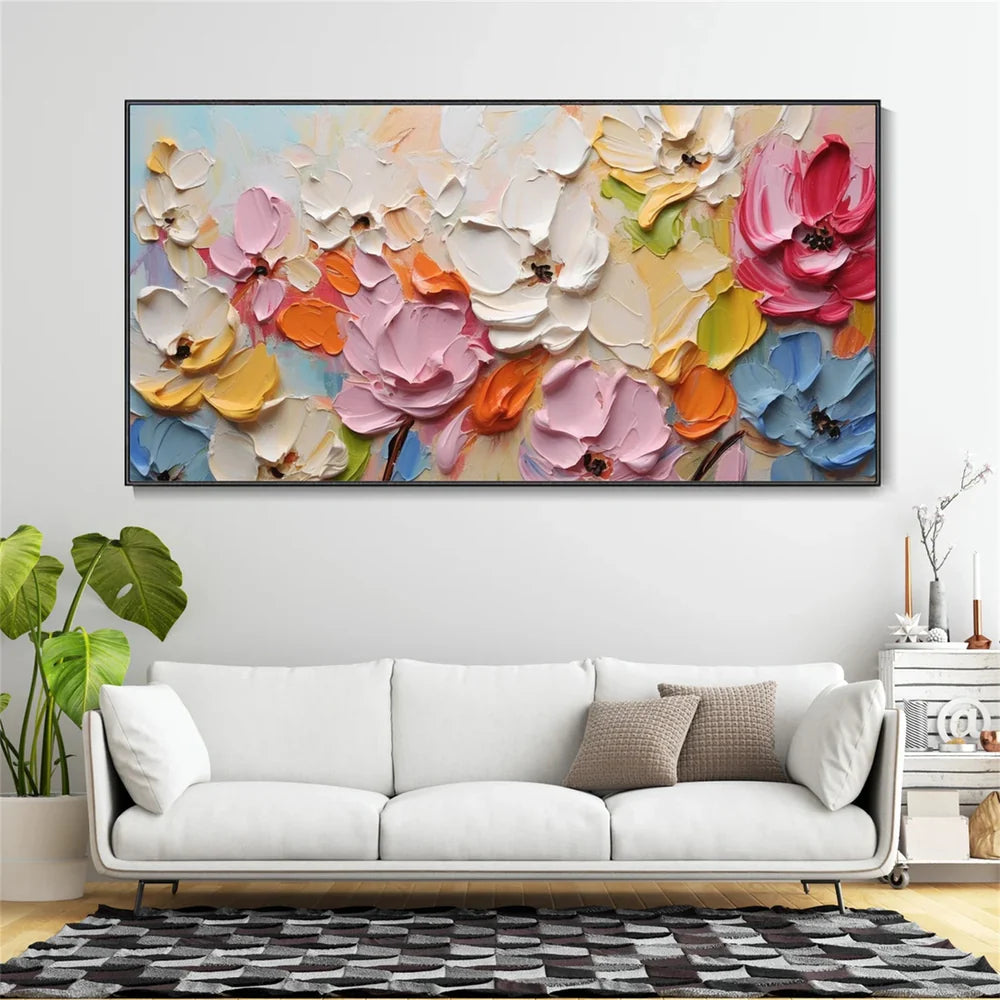 Colorful Flower Textured Painting Canvas #FP046