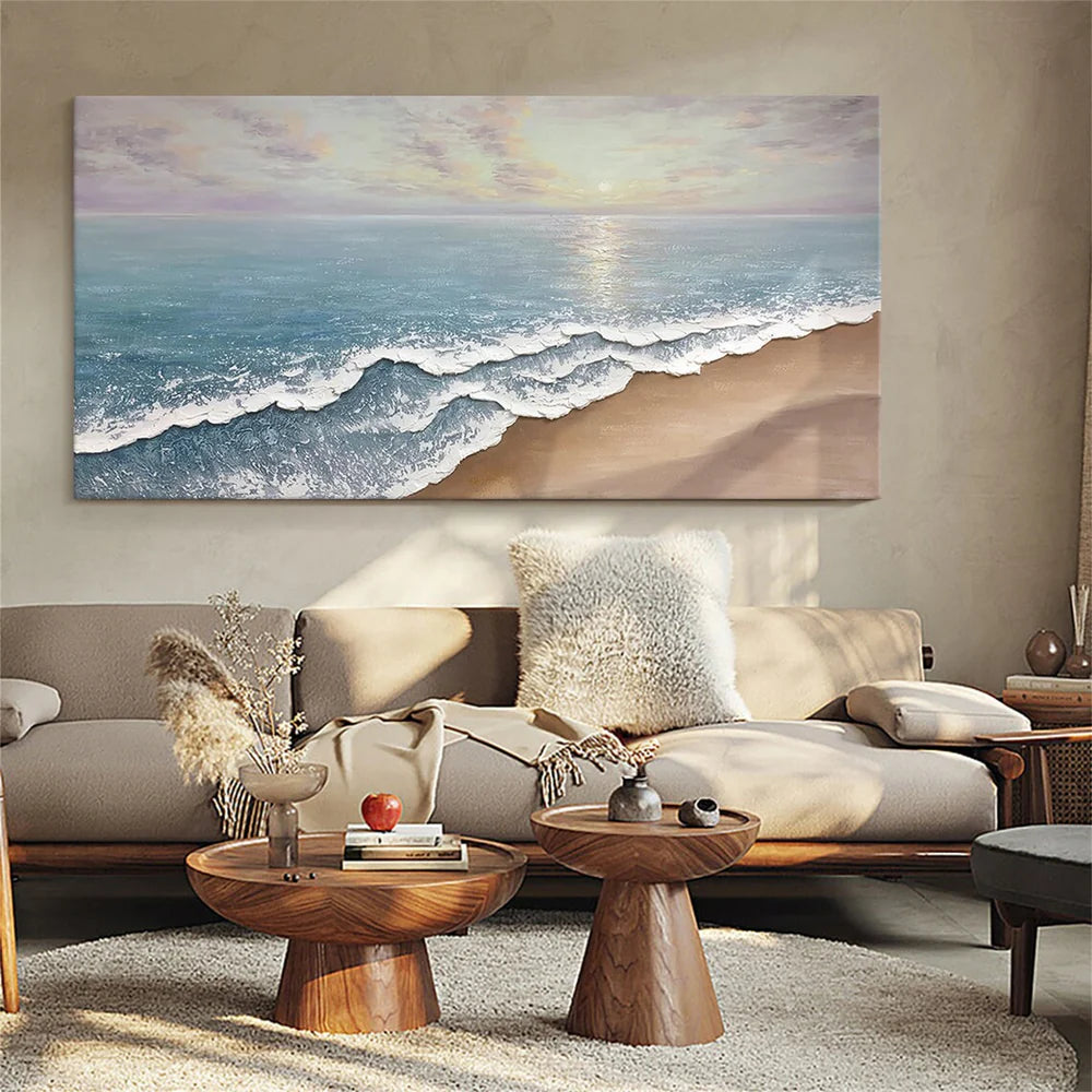 Colorful Ocean And Sky Textured Painting Canvas #OS007