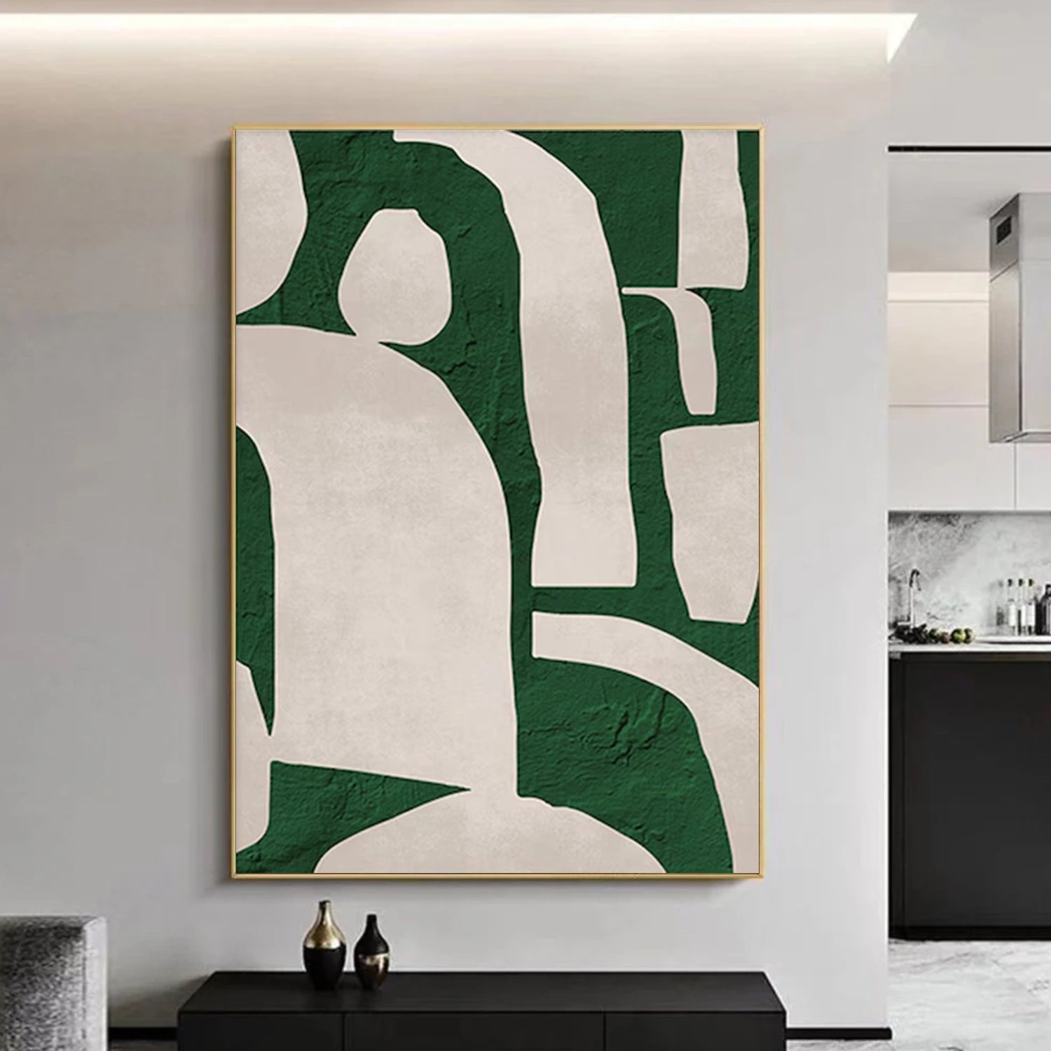 Beige and Green Minimalist Canvas Art #MT170