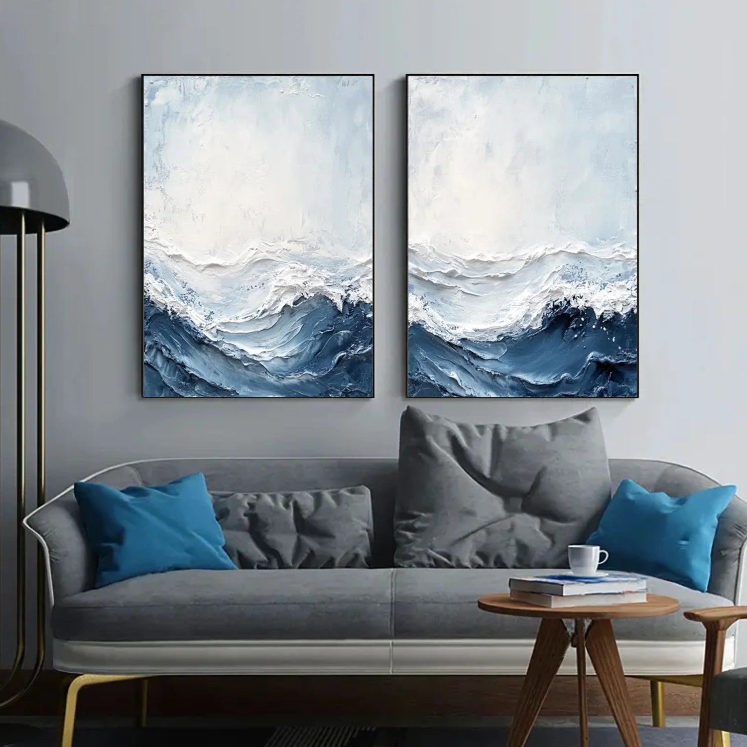 Ocean And Sky Abstract Textured Wall Art Set of 2 #OS105