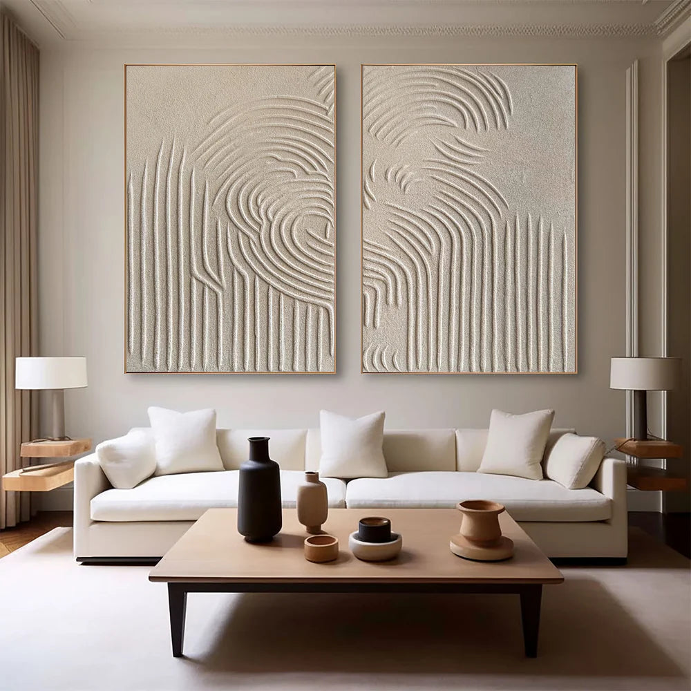 Beige Wabi Sabi Texture Canvas Art Set of 2 #WS041