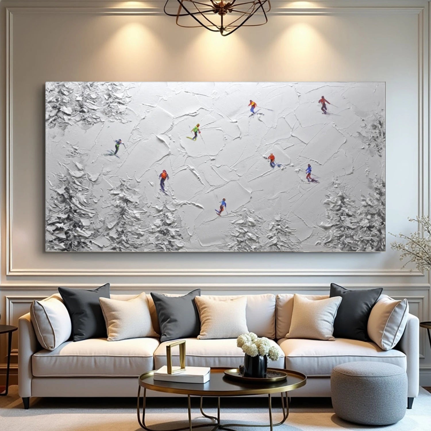 Skiing Sport Textured Wall Art #MS057