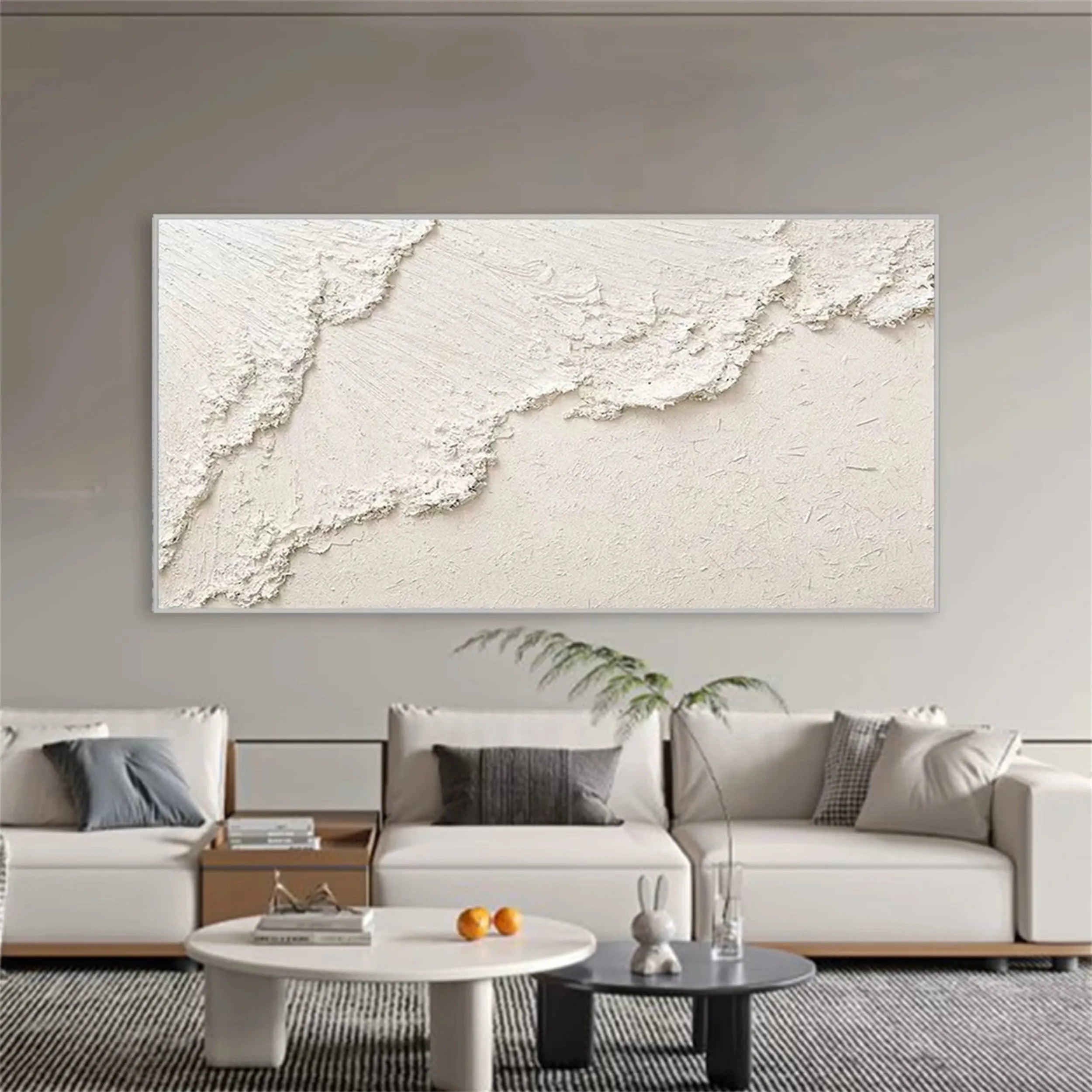 White Minimalist Textured Canvas #MT056