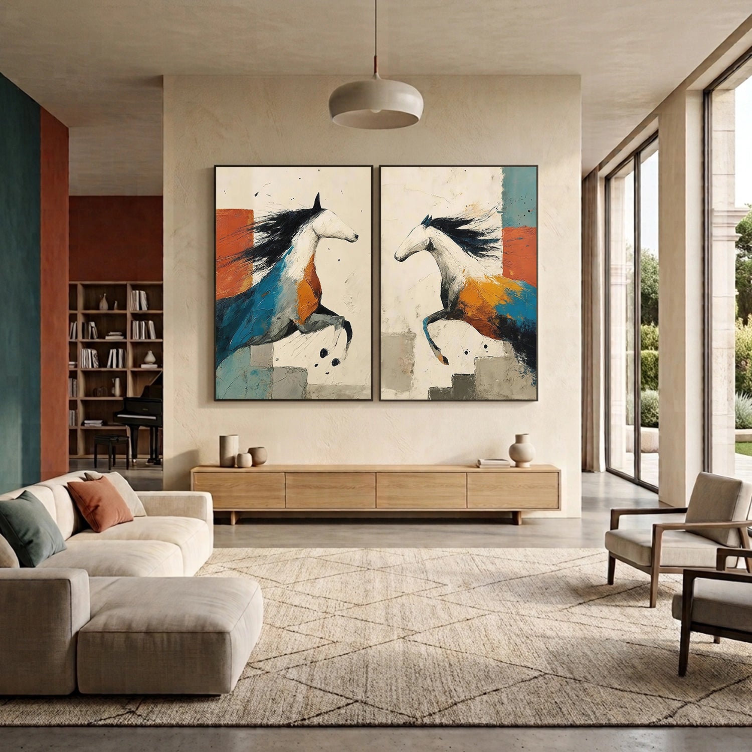 Abstract Animal Horse Wall Art Set of 2 #AC135