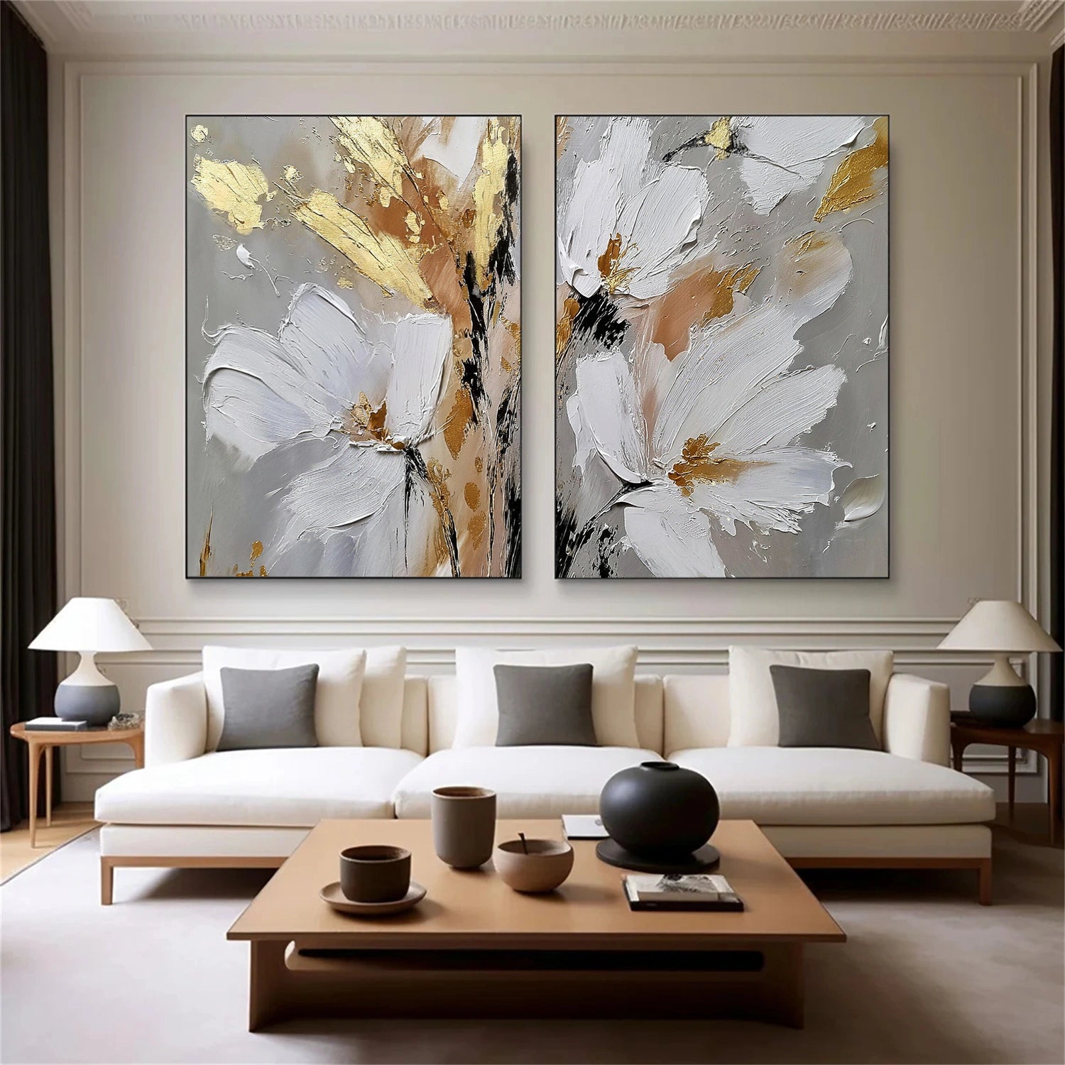 Flower Abstract Textured Wall Art Set of 2 #FP171