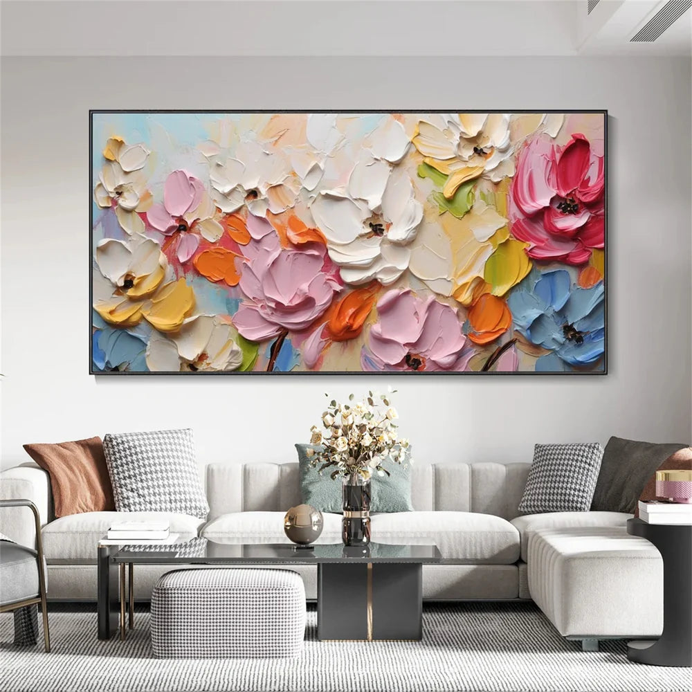 Colorful Flower Textured Painting Canvas #FP046