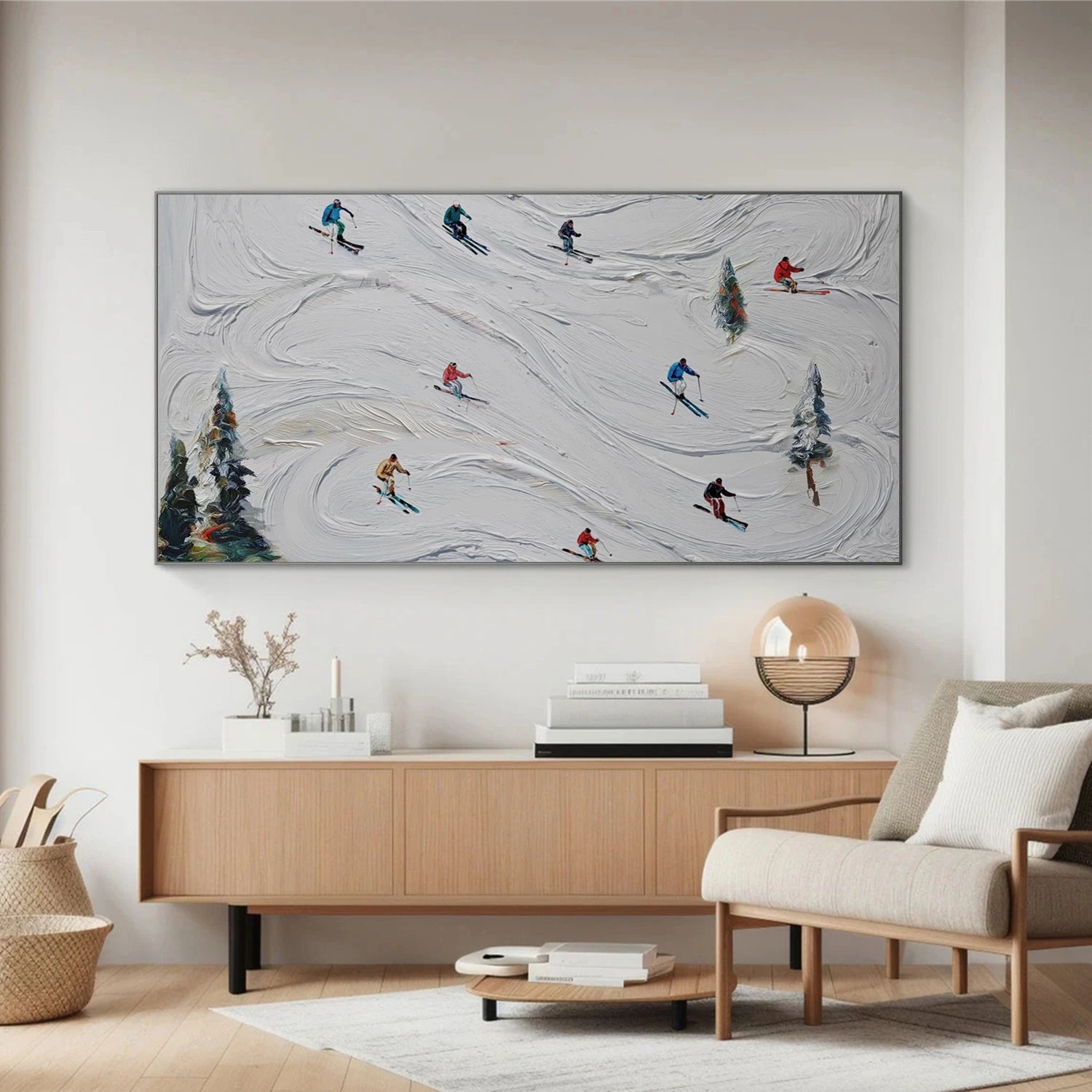 Skiing Sport Textured Wall Art #MS077