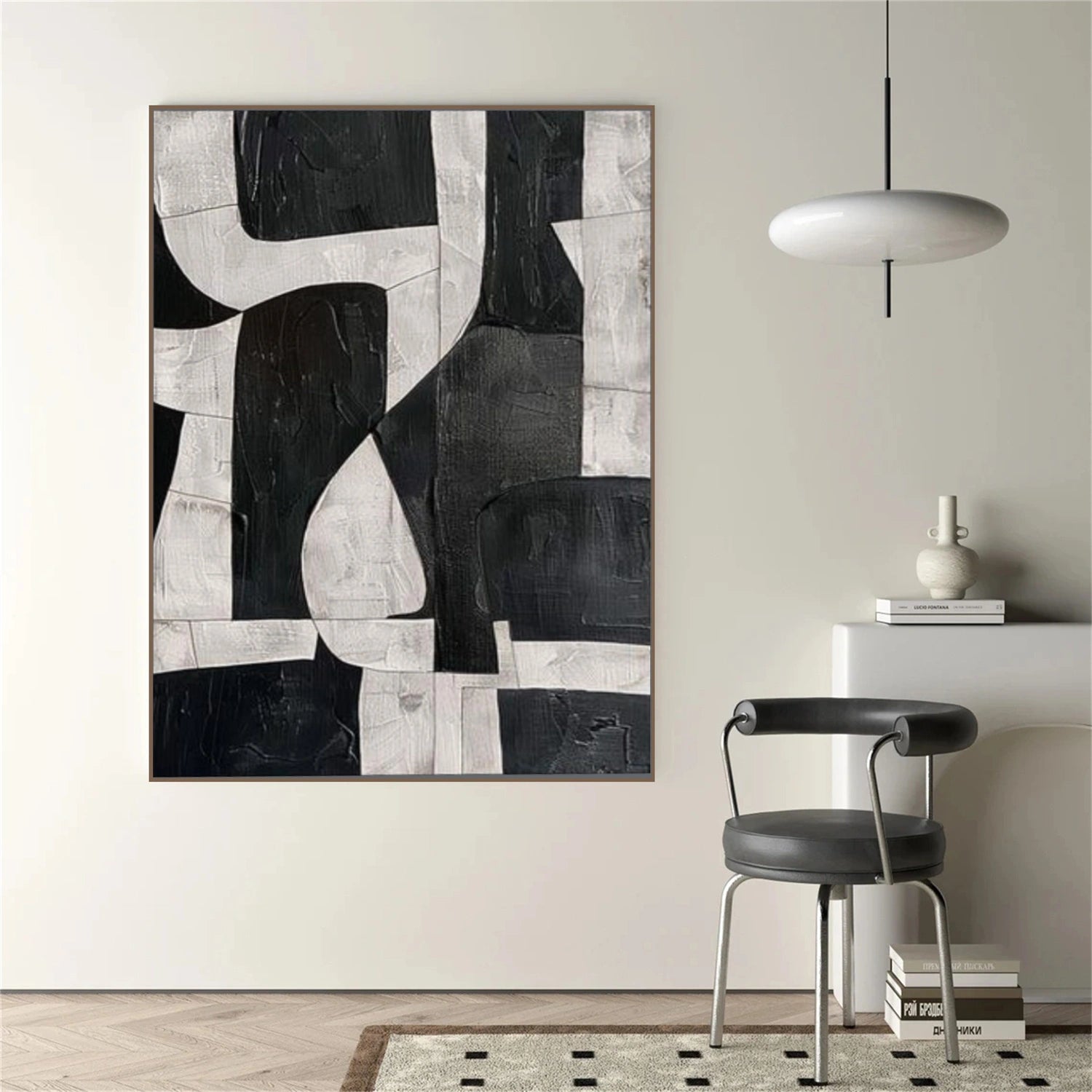 Black and White Wabi Sabi Textured Canvas Art #WS119