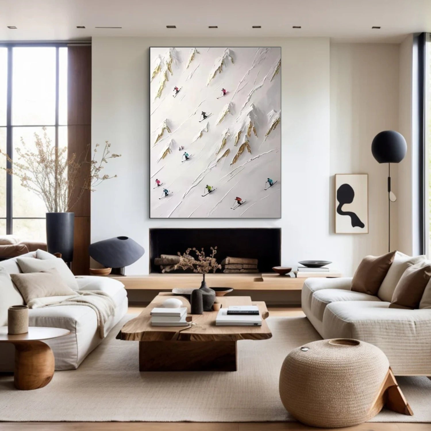 Skiing Sport Textured Wall Art #MS045