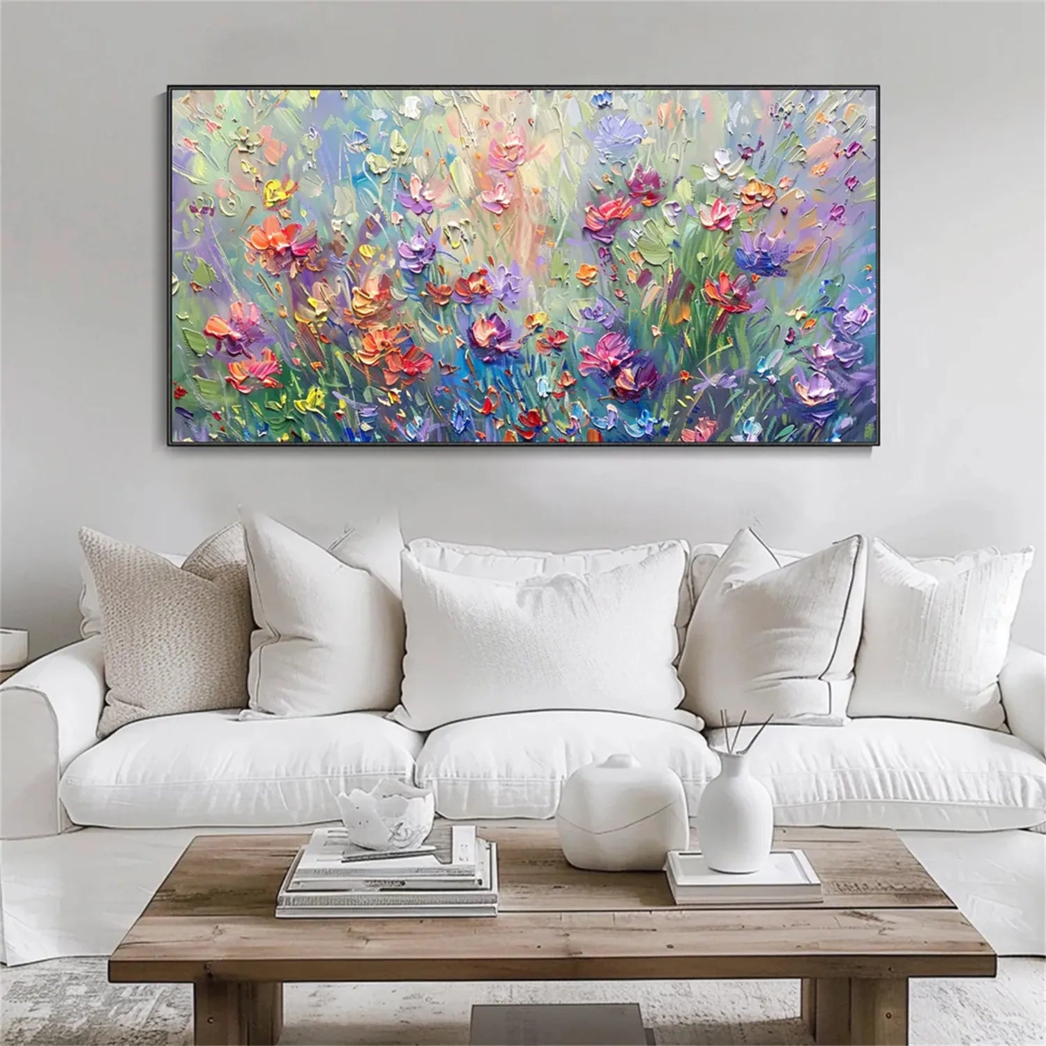 Colorful Flower Textured Painting Canvas #FP012