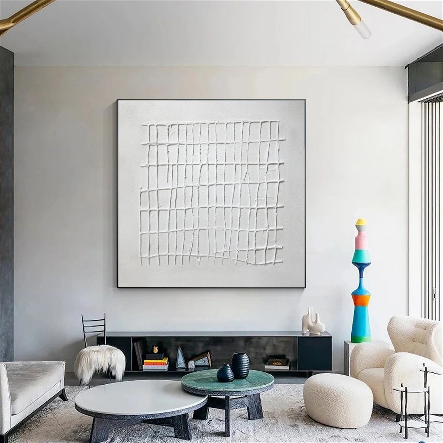White Minimalist Textured Canvas Art #MT140