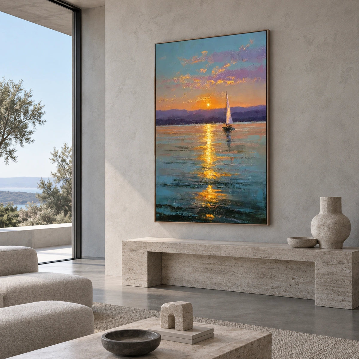 Ocean And Sky Abstract Textured Wall Art #OS213