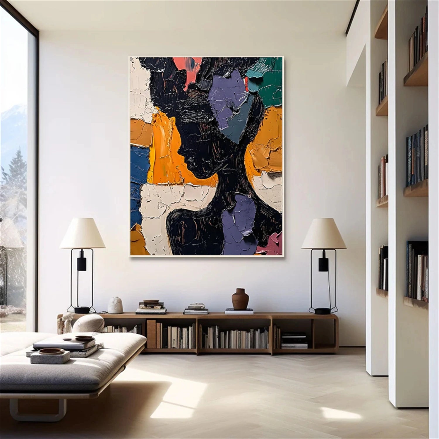Abstract Portrait Textured Canvas Art #AE046